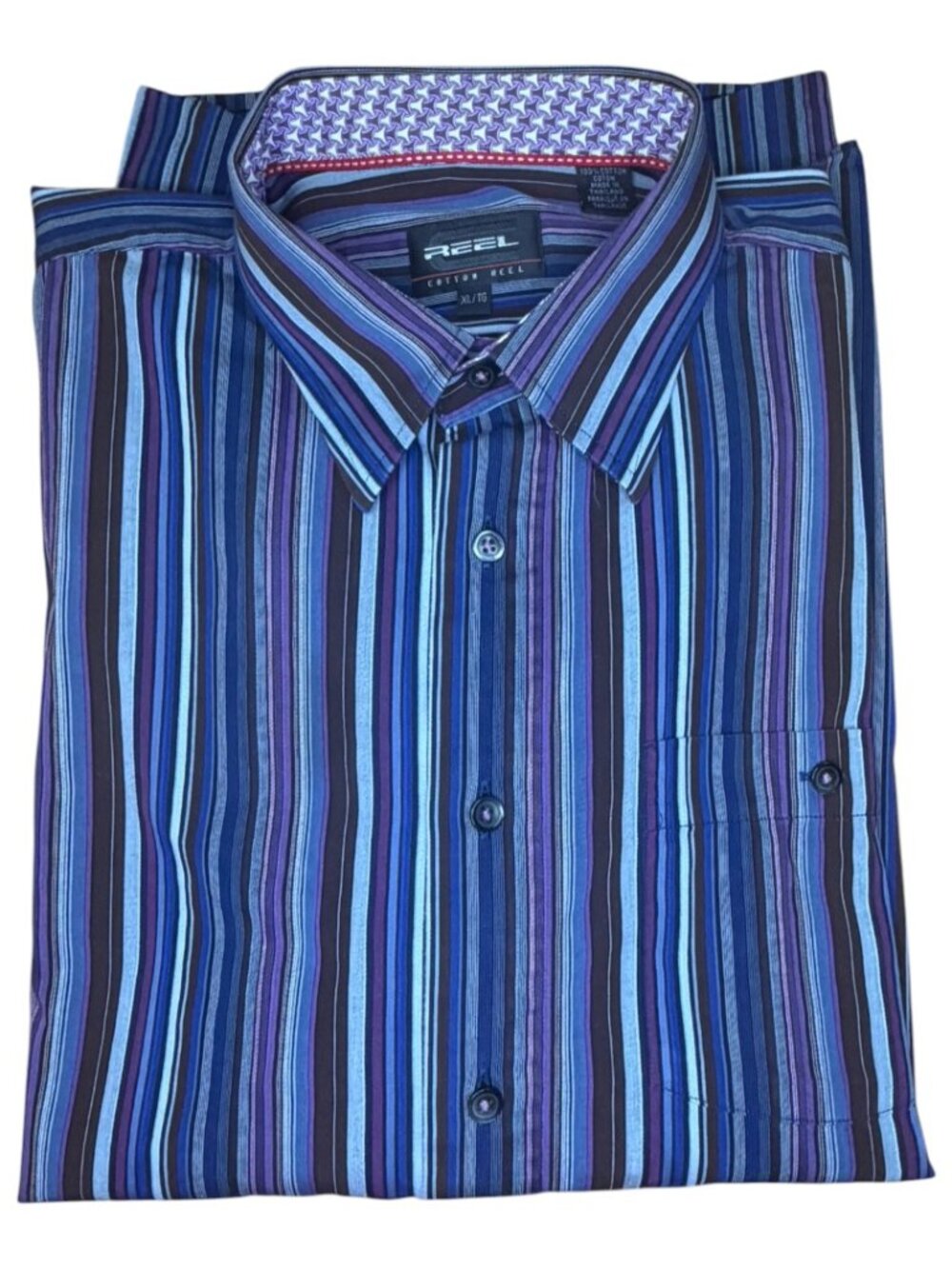Cotton Reel Multicolor Vertical Striped Long Sleeve Shirt - Size XL